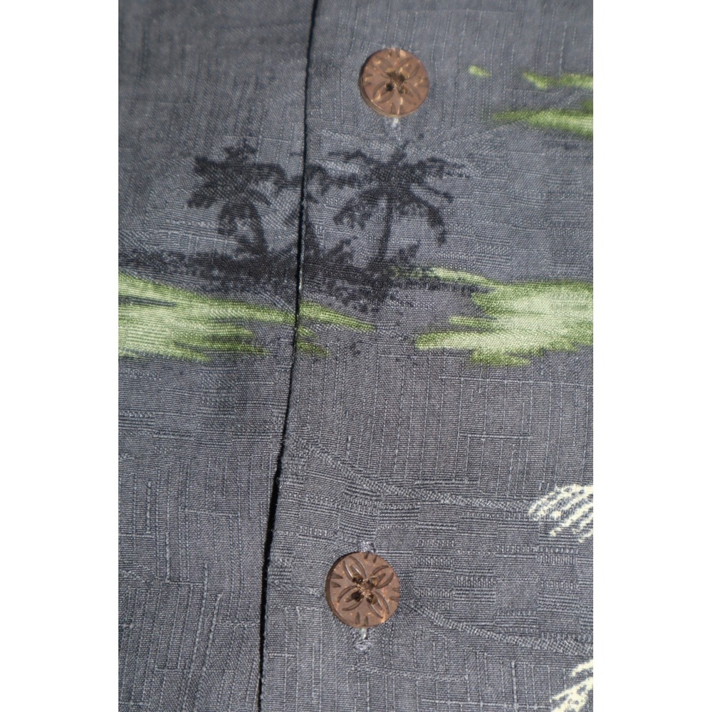 Tommy Bahama Mens XL Silk Tropical Palm Trees Gray Cruise Button Down Shirt - Picture 11 of 13